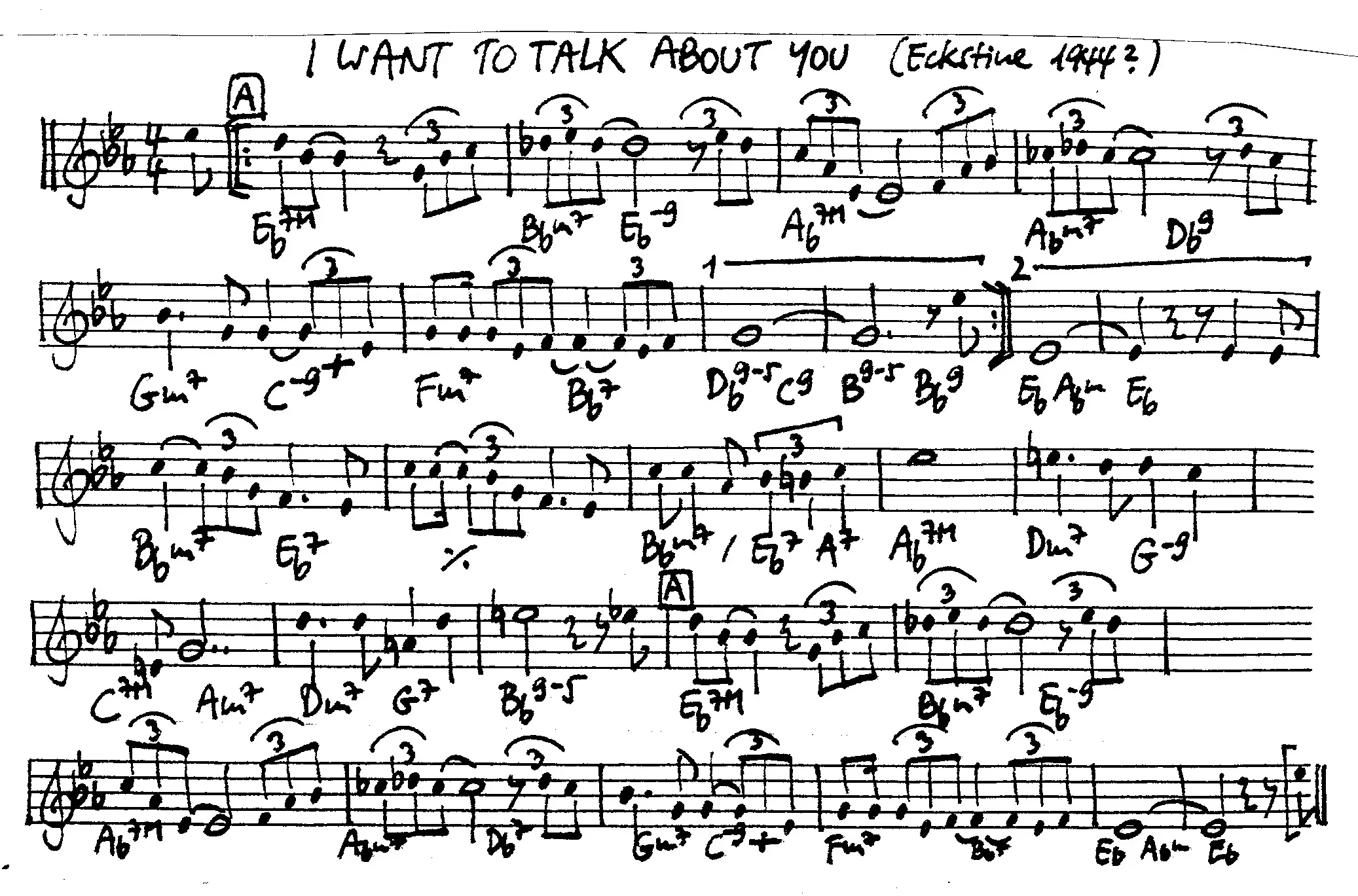 i want to talk about you free jazz leadsheet - Courtesy of the Jungle Jazz Band